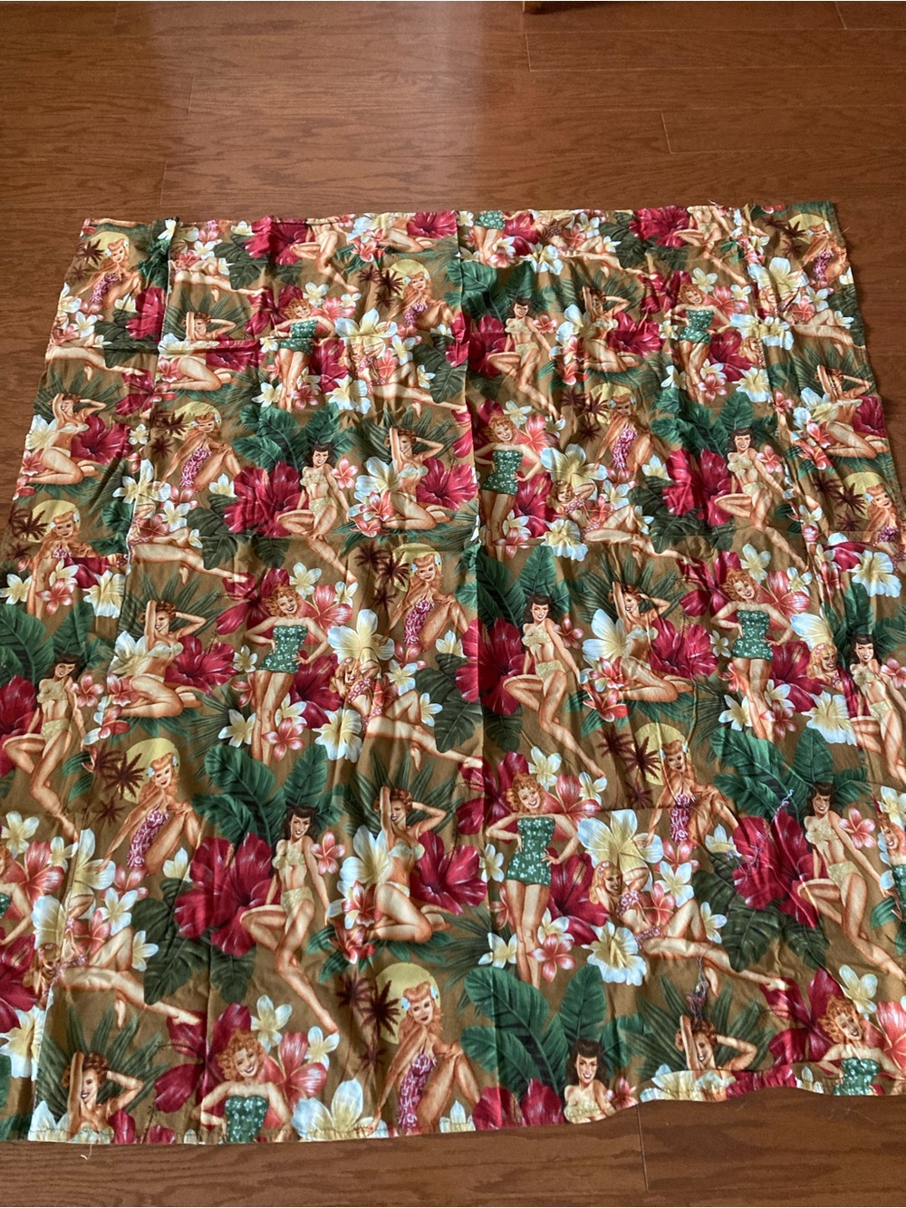 Alexander Henry Pinup Island Girls Fabric sewn but still useable 52” x 36”